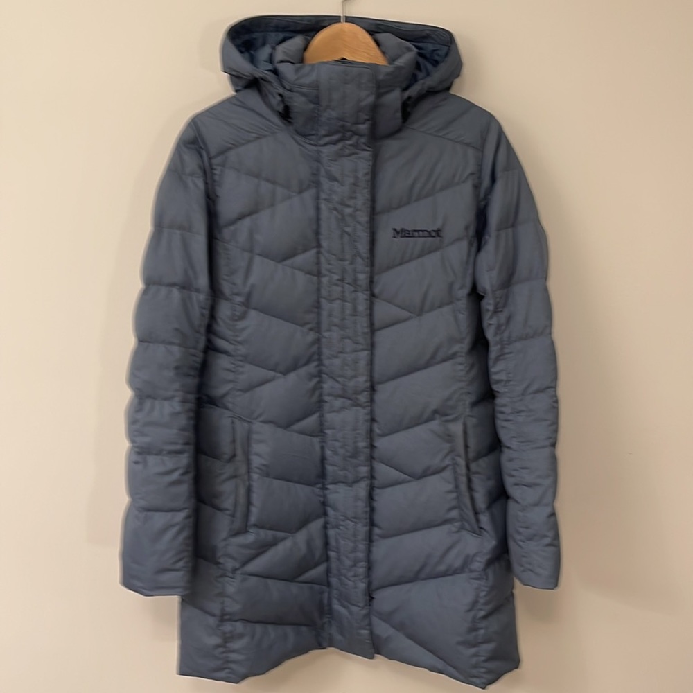 Marmot Women’s Hooded Down Coat Blue Size M